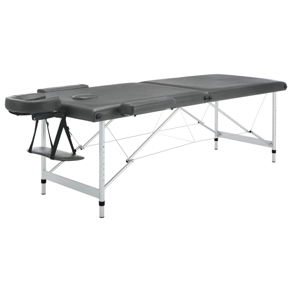 Massagetafel met 2 zones 186x68 cm aluminium frame antraciet