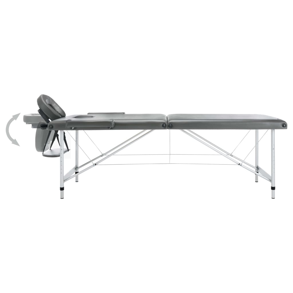 Massagetafel met 2 zones 186x68 cm aluminium frame antraciet