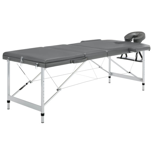 Massagetafel met 3 zones 186x68 cm aluminium frame antraciet