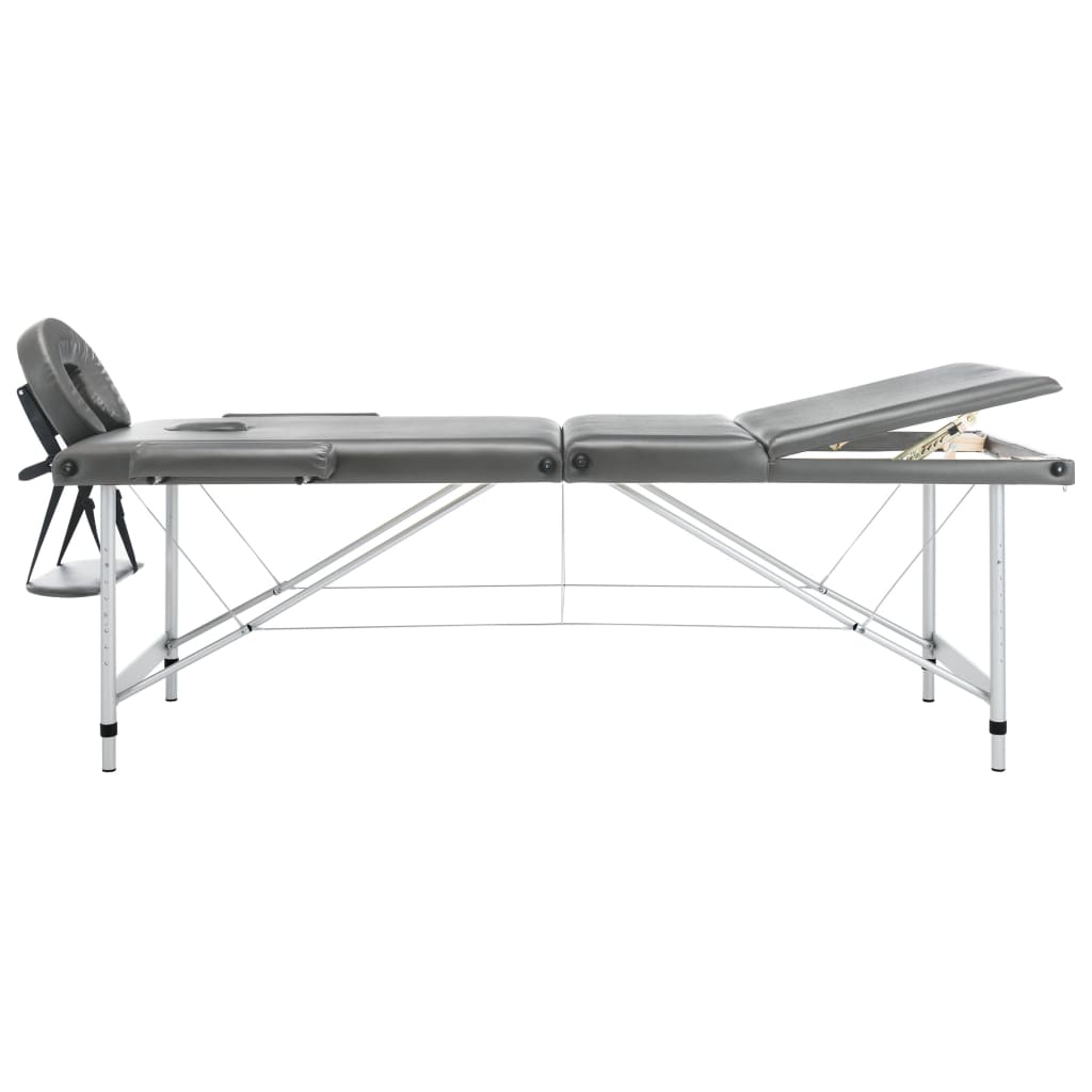 Massagetafel met 3 zones 186x68 cm aluminium frame antraciet