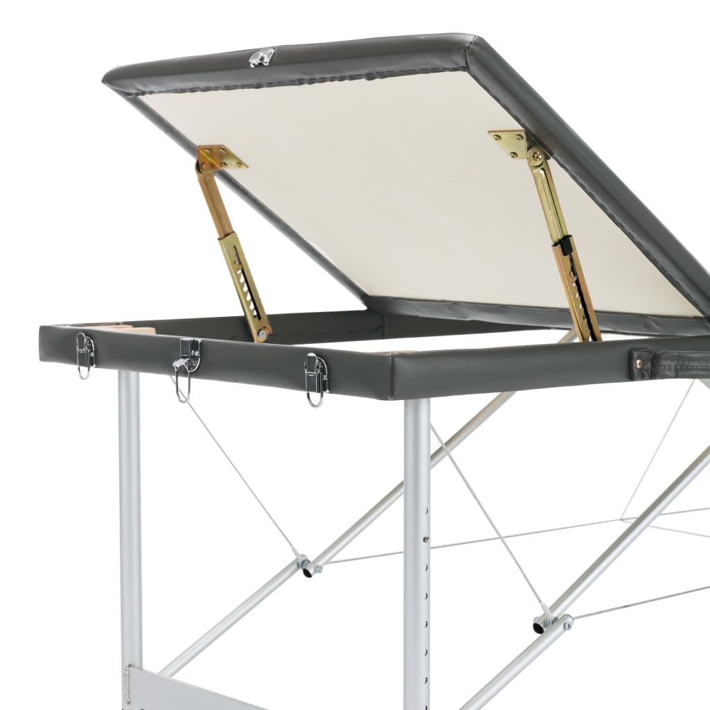 Massagetafel met 3 zones 186x68 cm aluminium frame antraciet