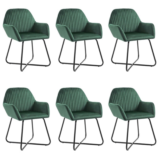 Eetkamerstoelen 6 st fluweel groen