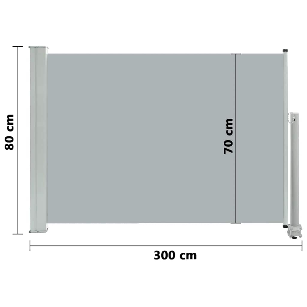 Tuinscherm uittrekbaar 80x300 cm grijs