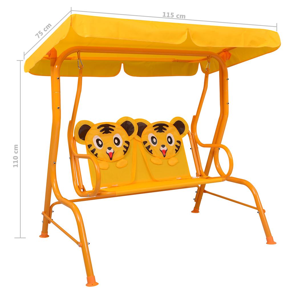 Kinderschommelbank 115x75x110 cm stof geel