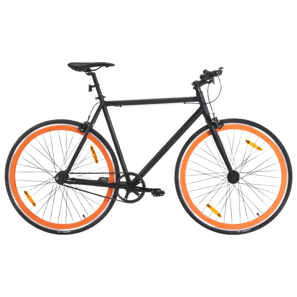 Fiets met vaste versnelling 700 c 55 cm zwart en oranje