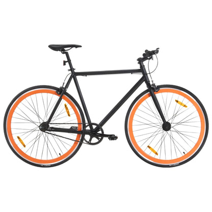 Fiets met vaste versnelling 700 c 59 cm zwart en oranje