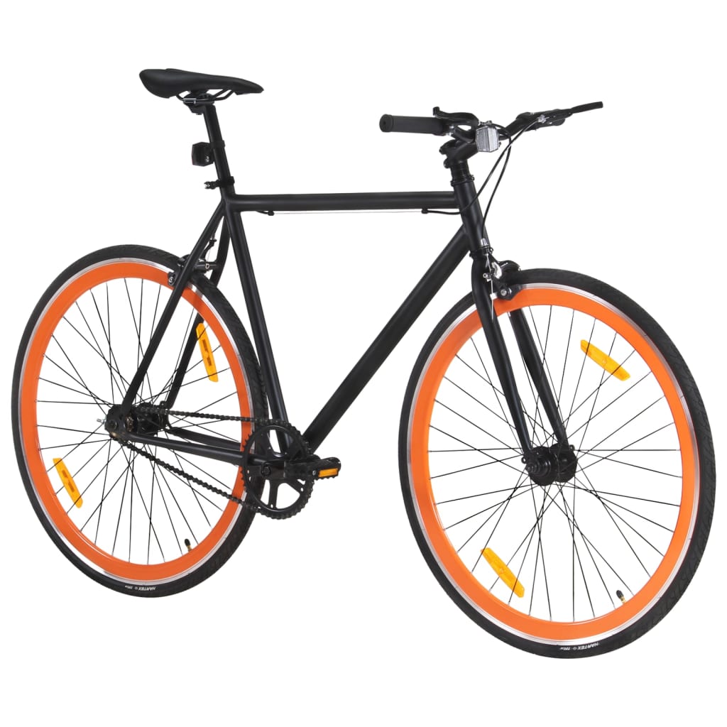 Fiets met vaste versnelling 700 c 59 cm zwart en oranje