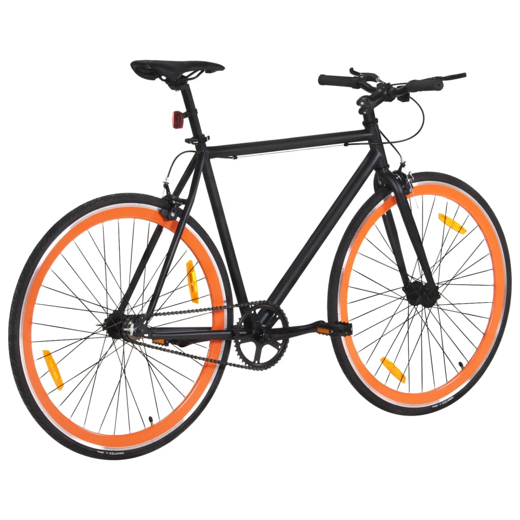 Fiets met vaste versnelling 700 c 59 cm zwart en oranje