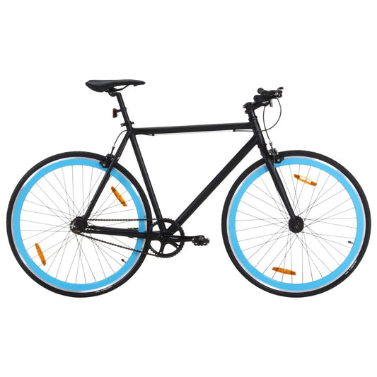 Fiets met vaste versnelling 700 c 51 cm zwart en blauw