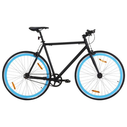 Fiets met vaste versnelling 700 c 55 cm zwart en blauw