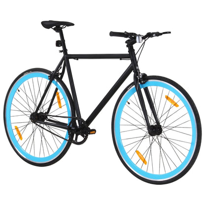 Fiets met vaste versnelling 700 c 55 cm zwart en blauw