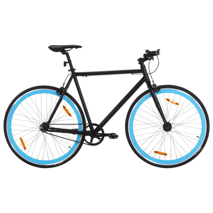 Fiets met vaste versnelling 700 c 59 cm zwart en blauw