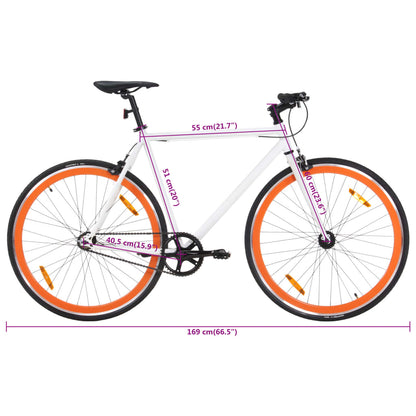 Fiets met vaste versnelling 700 c 51 cm wit en oranje