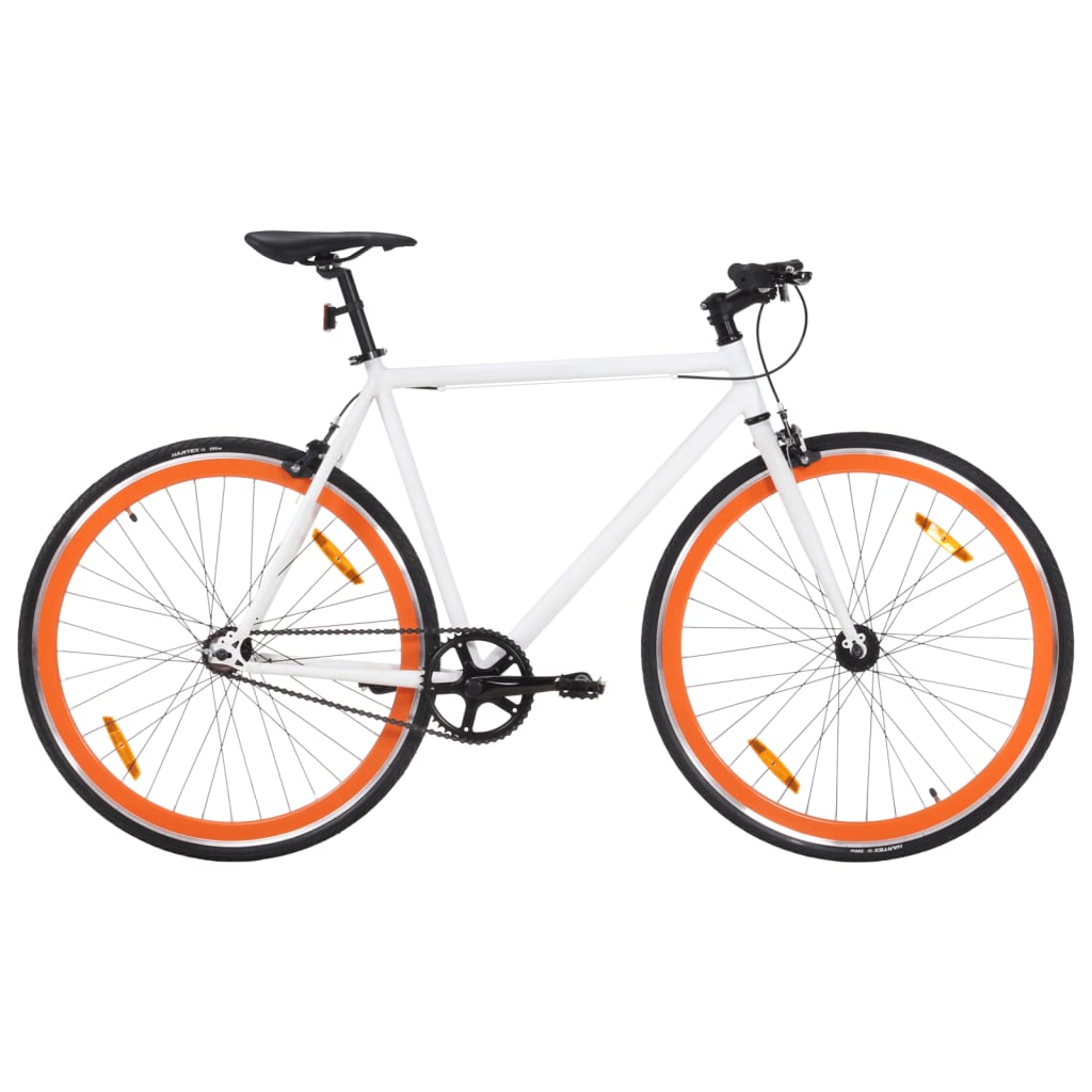 Fiets met vaste versnelling 700 c 59 cm wit en oranje