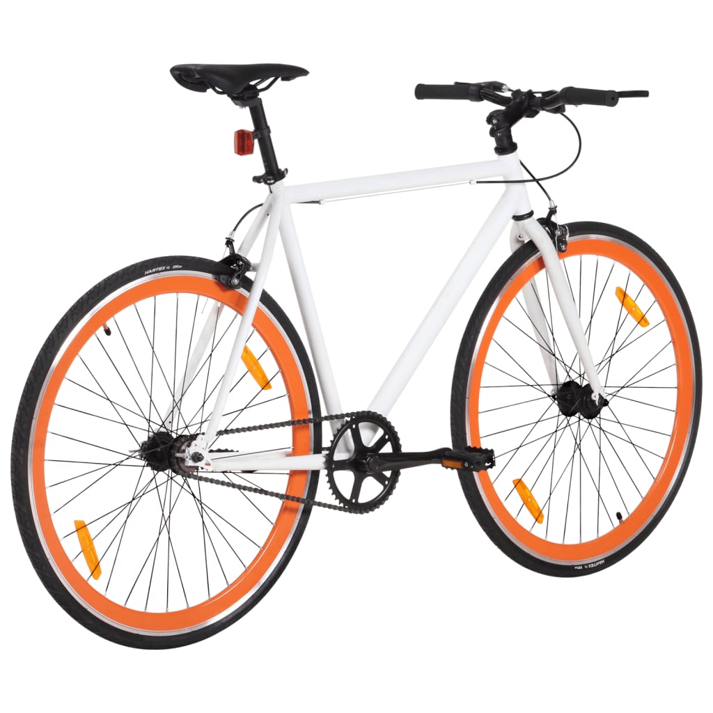 Fiets met vaste versnelling 700 c 59 cm wit en oranje