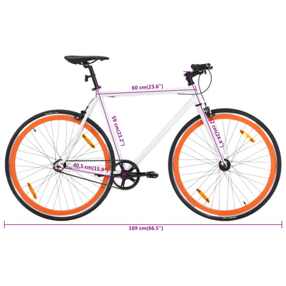 Fiets met vaste versnelling 700 c 59 cm wit en oranje