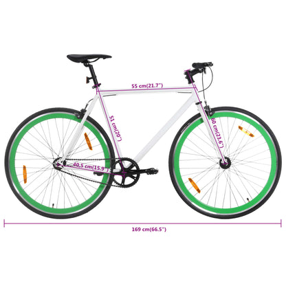 Fiets met vaste versnelling 700 c 51 cm wit en groen