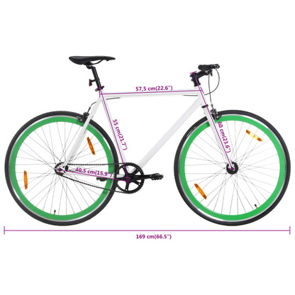 Fiets met vaste versnelling 700 c 55 cm wit en groen