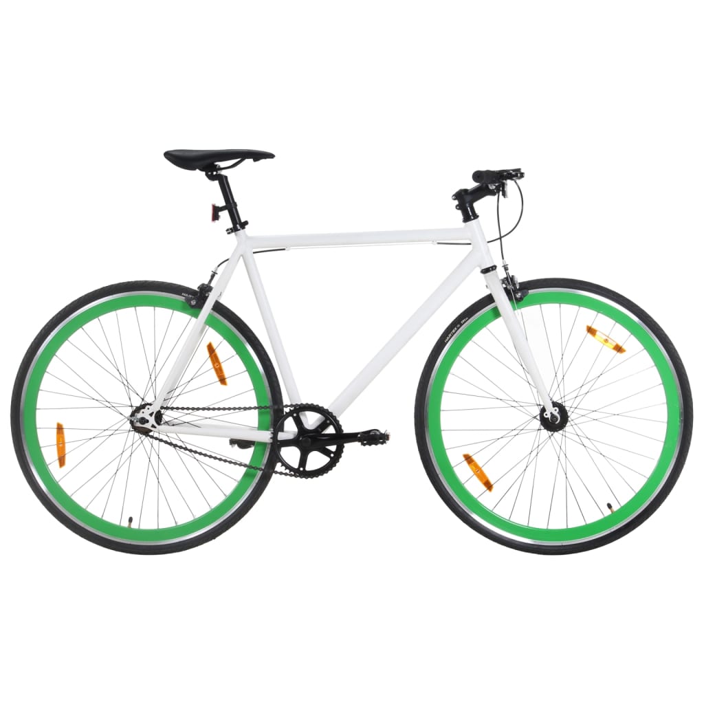 Fiets met vaste versnelling 700 c 59 cm wit en groen