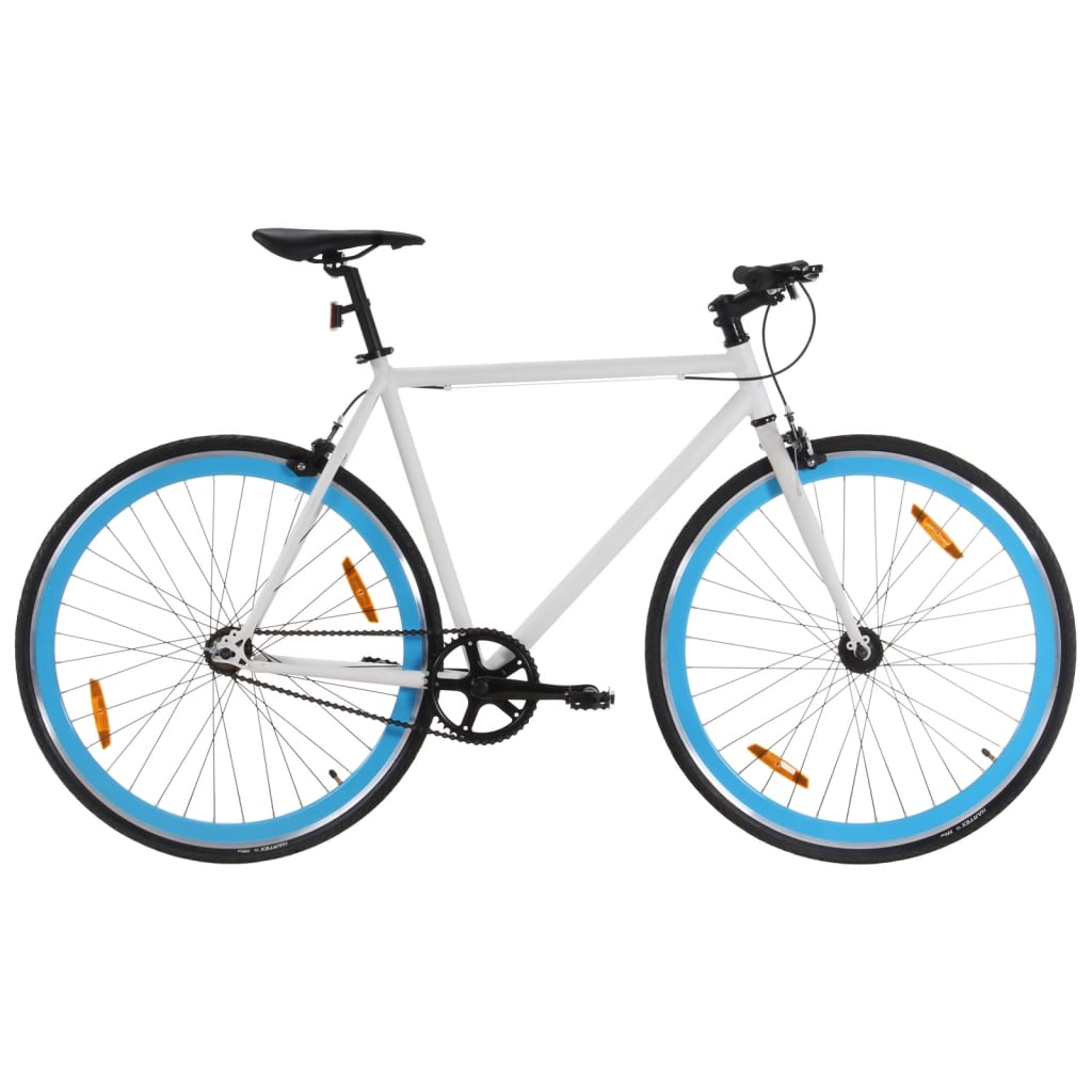 Fiets met vaste versnelling 700 c 55 cm wit en blauw