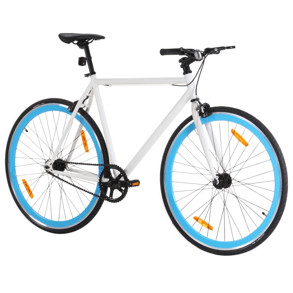 Fiets met vaste versnelling 700 c 55 cm wit en blauw