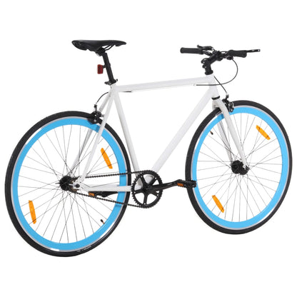 Fiets met vaste versnelling 700 c 55 cm wit en blauw