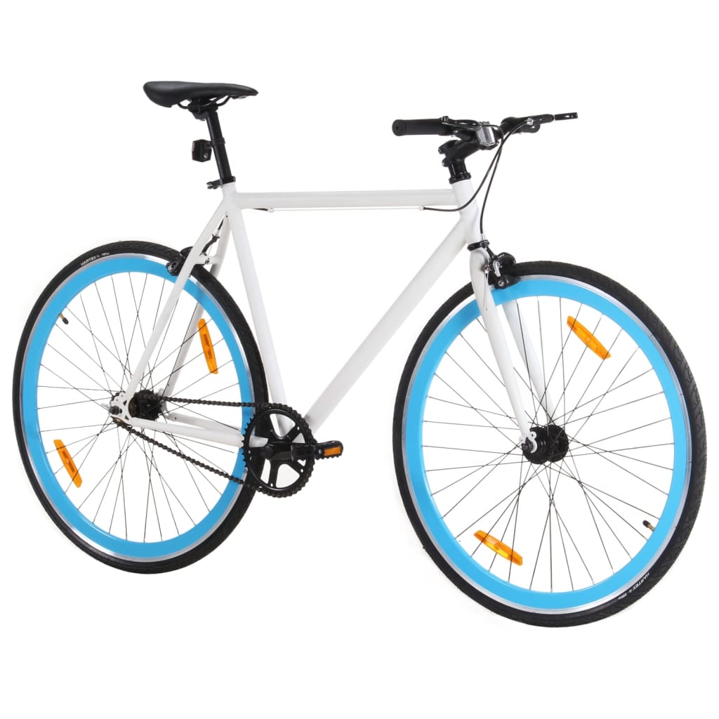 Fiets met vaste versnelling 700 c 59 cm wit en blauw