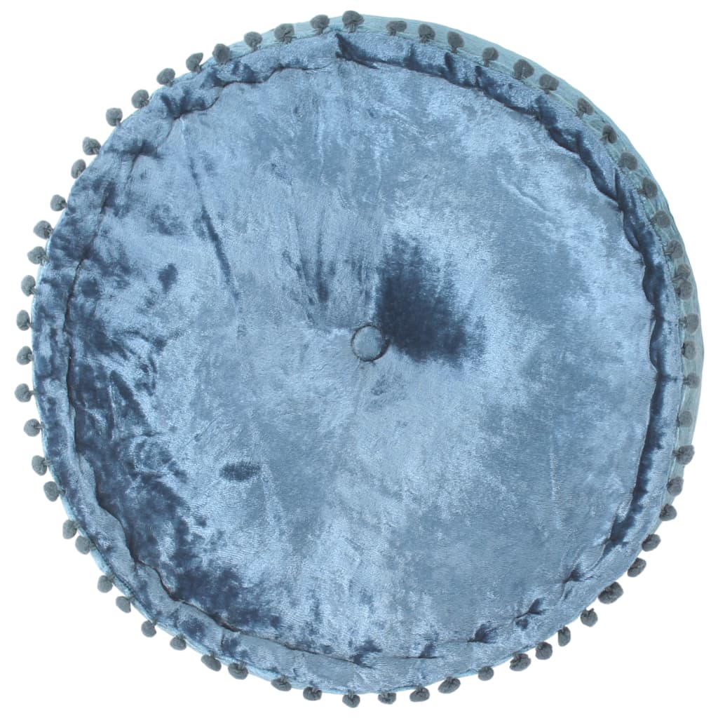 Poef rond 40x20 cm fluweel blauw