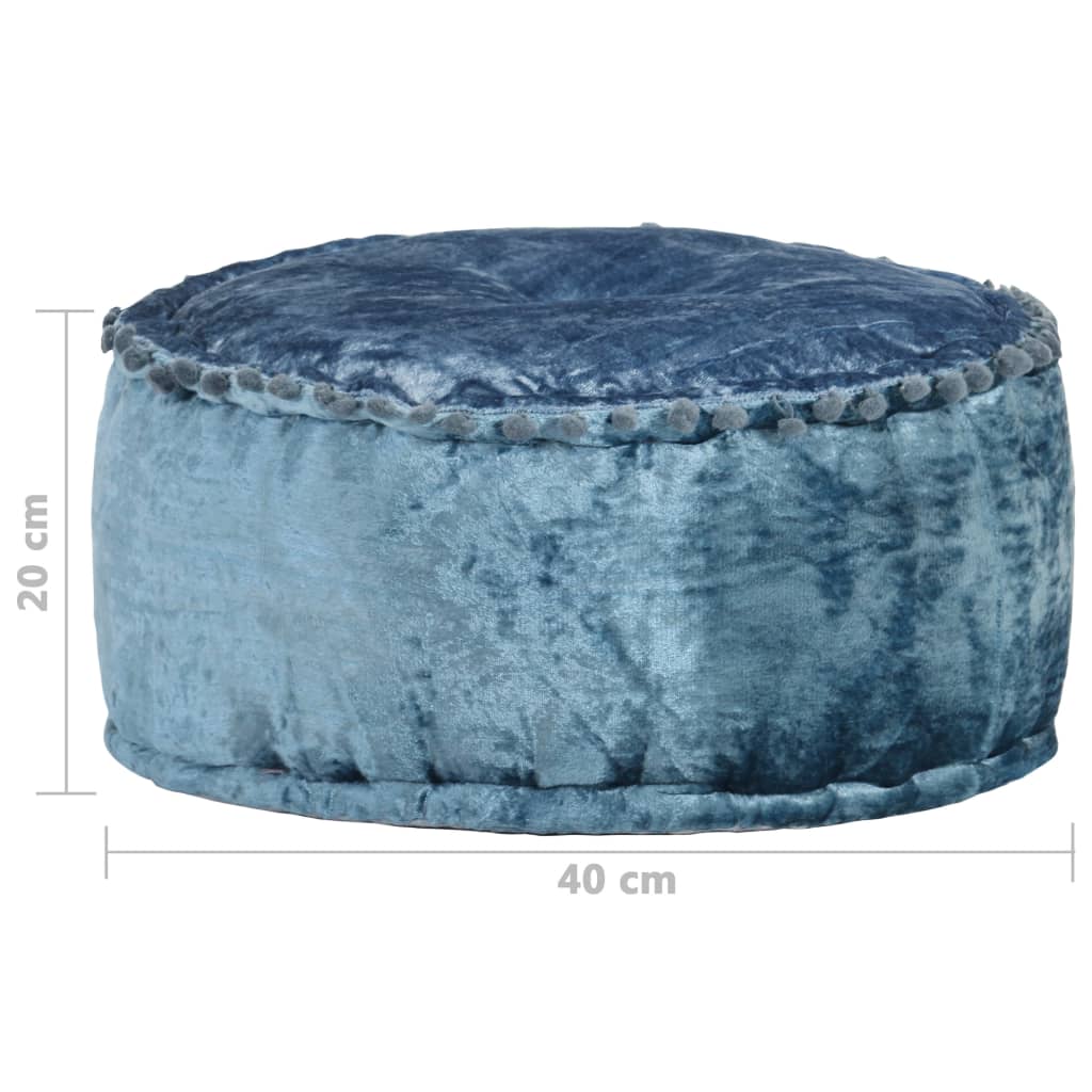 Poef rond 40x20 cm fluweel blauw