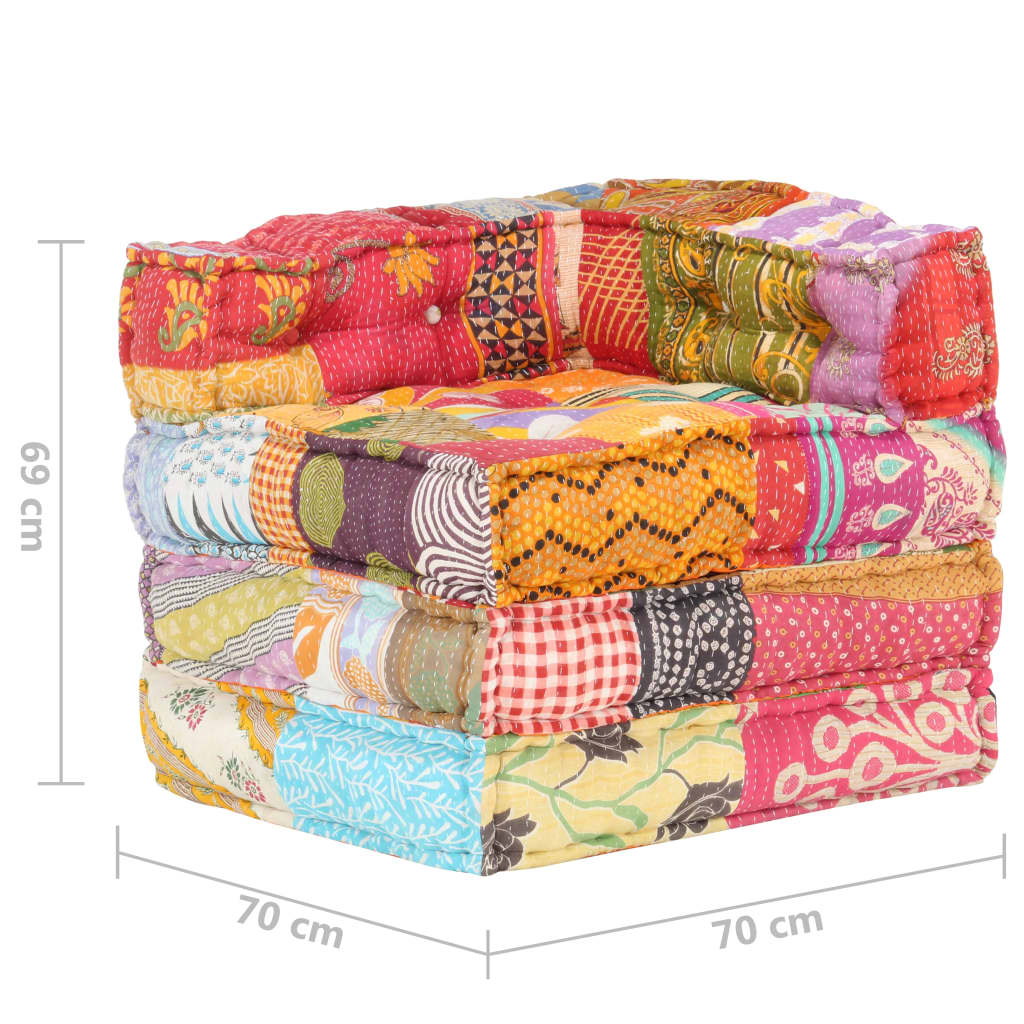 Poef modulair stof patchwork