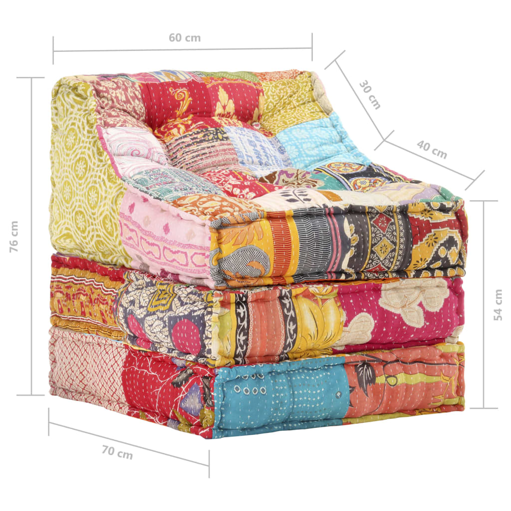 Poef modulair stof patchwork