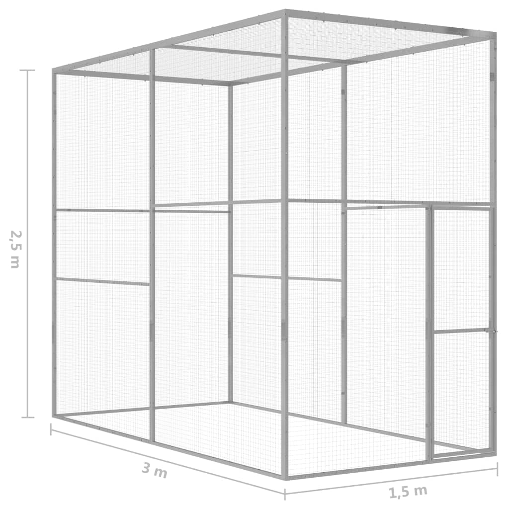 Kattenkooi 3x1,5x2,5 m gegalvaniseerd staal