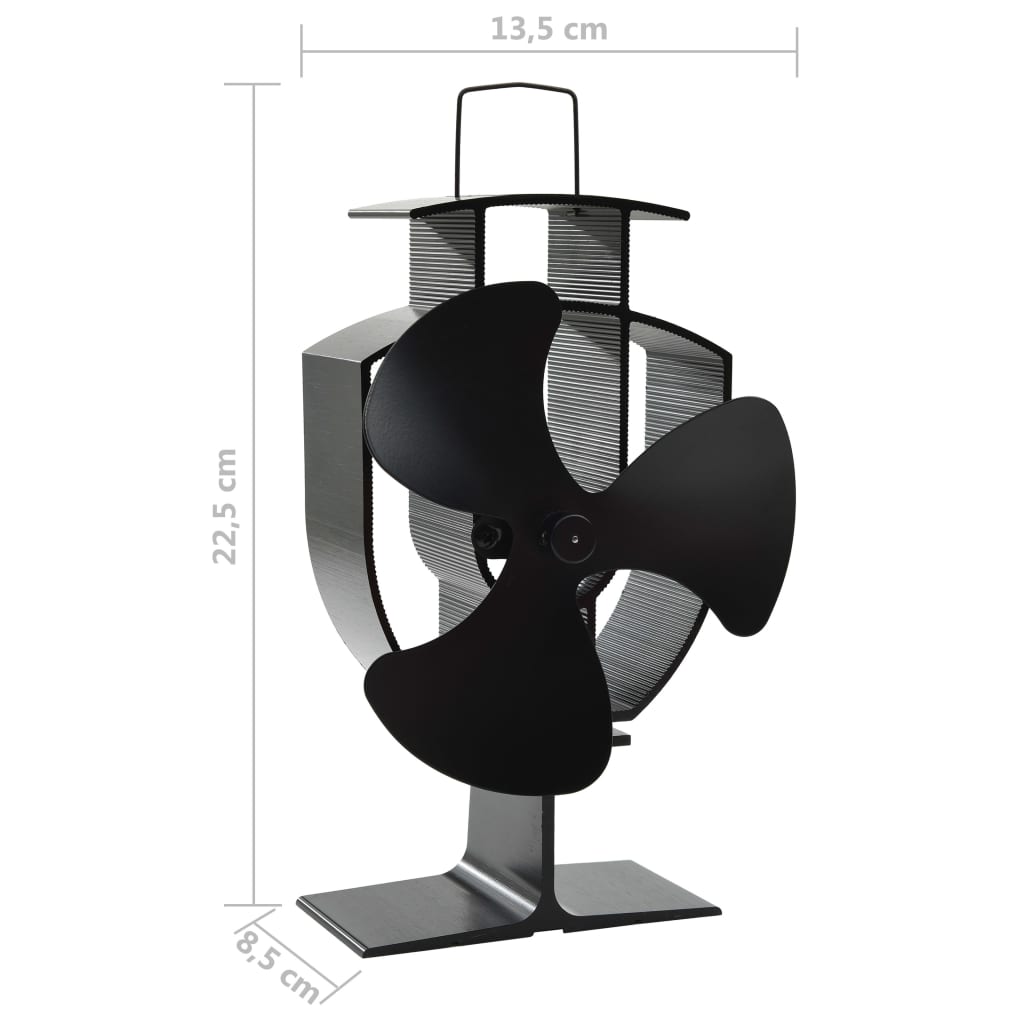 Kachelventilator met 3 vinnen zwart