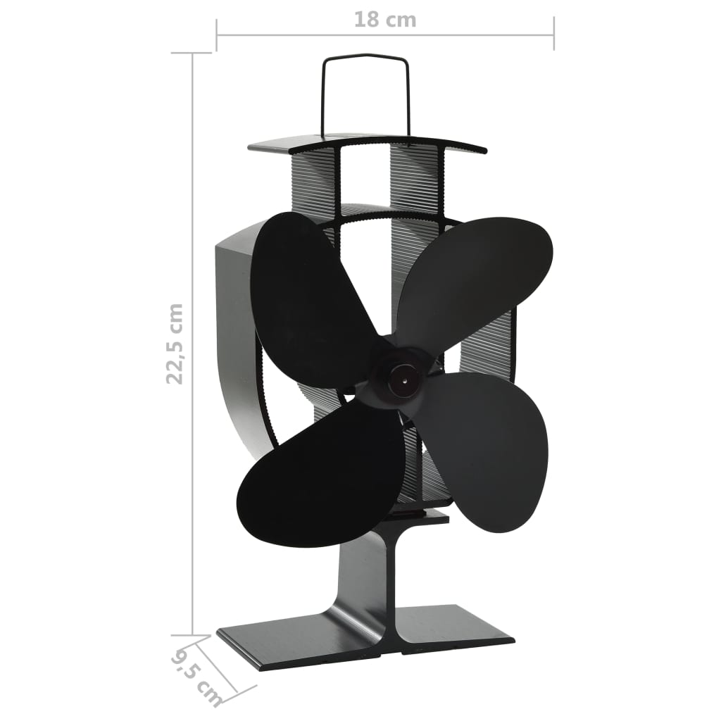 Kachelventilator met 4 vinnen zwart