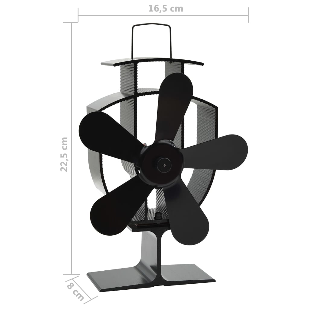 Kachelventilator met 5 vinnen zwart