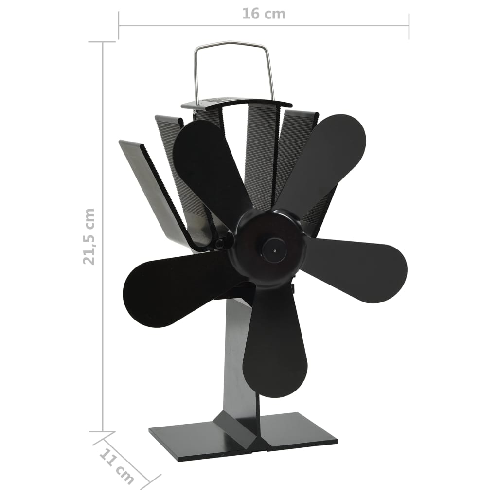 Kachelventilator met 5 vinnen zwart