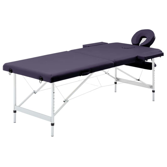 Massagetafel inklapbaar 2 zones aluminum paars