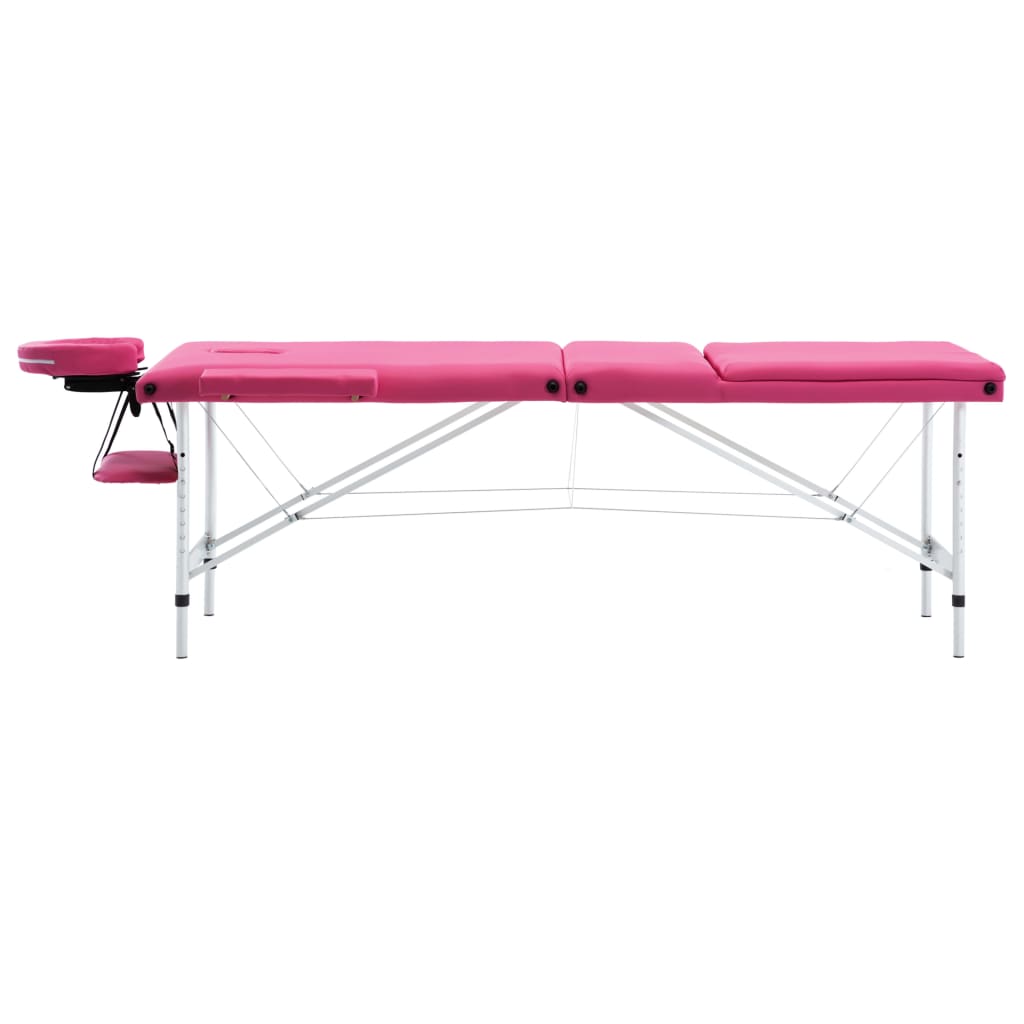 Massagetafel inklapbaar 3 zones aluminum roze