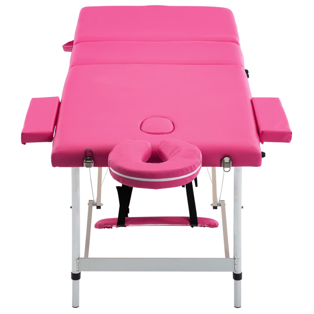 Massagetafel inklapbaar 3 zones aluminum roze