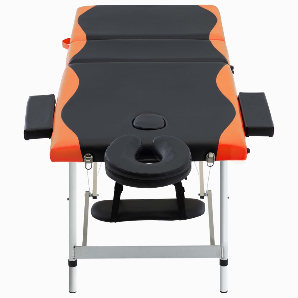 Massagetafel inklapbaar 3 zones aluminium zwart en oranje