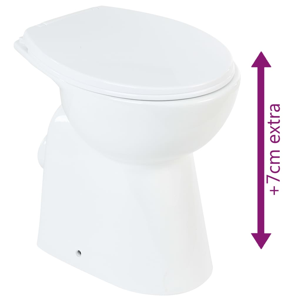 Toilet verhoogd 7 cm soft-close randloos keramiek wit