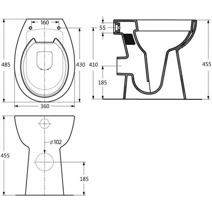 Toilet verhoogd 7 cm soft-close randloos keramiek wit