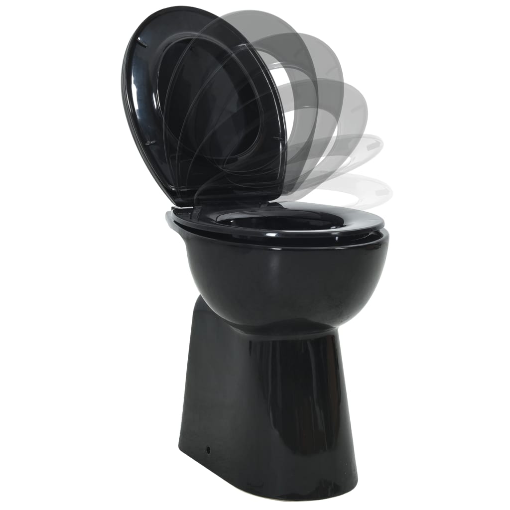 Toilet verhoogd 7 cm soft-close randloos keramiek zwart