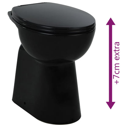 Toilet verhoogd 7 cm soft-close randloos keramiek zwart