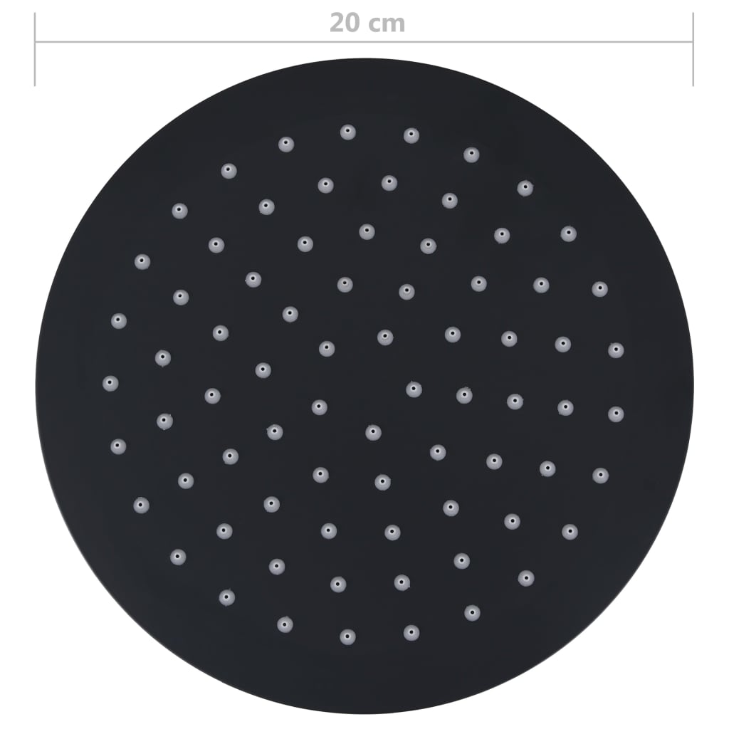 Regendouchekop rond 20 cm roestvrij staal zwart