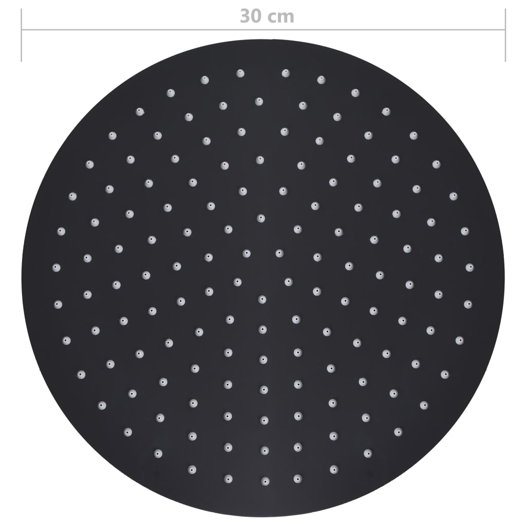 Regendouchekop rond 30 cm roestvrij staal zwart