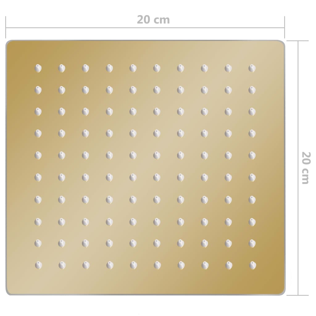 Regendouchekop vierkant 20x20 cm roestvrij staal goudkleurig