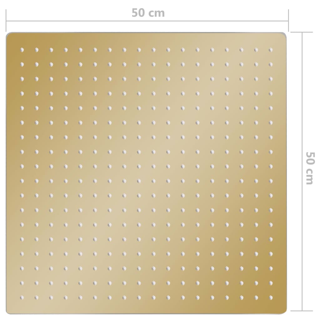 Regendouchekop vierkant 50x50 cm roestvrij staal goudkleurig