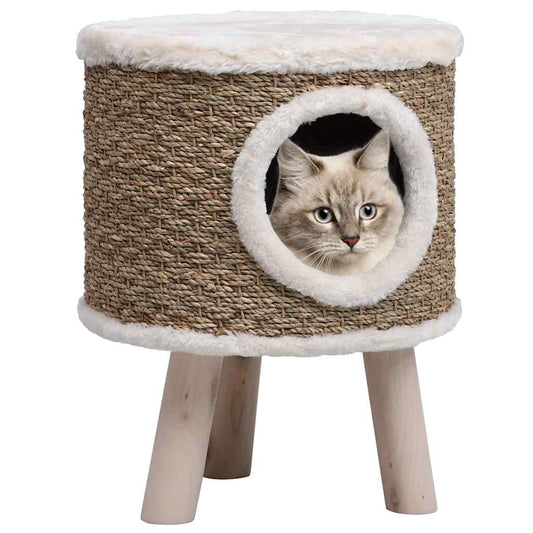 Kattenhuis met houten poten 41 cm zeegras