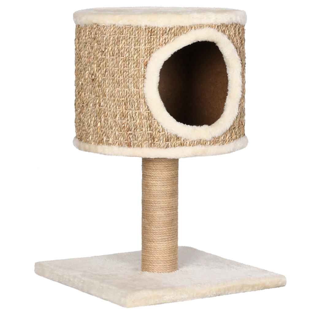 Kattenmeubel met huis en krabpaal 52 cm zeegras